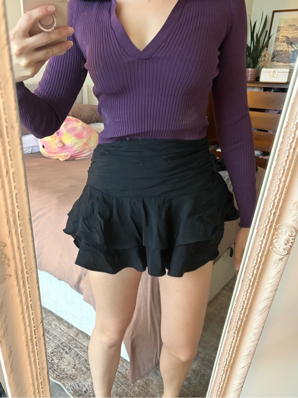 Zara Black Layered Ruffle Mini Skirt